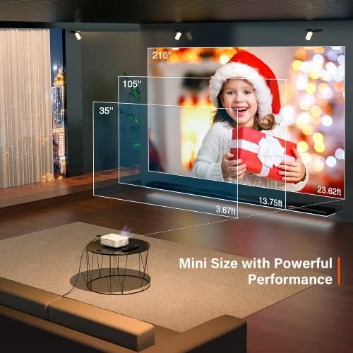 Мини Проектор, видео проектор, с подкрепата на VOPLLS 1080P Full HD, Портативен филм проектор за домашно кино на открито, Мащабиране