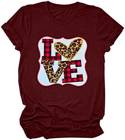 Дамски Летни Блузи, тениски с Леопардовым принтом във формата на Сърце, Къс Ръкав, Скъпа Базова Тениска, Ежедневни