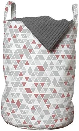 Геометрична чанта за дрехи Ambesonne, Модел на Червено-Сиво-бели Триъгълници в Геометричния стил на Модерното изкуство,