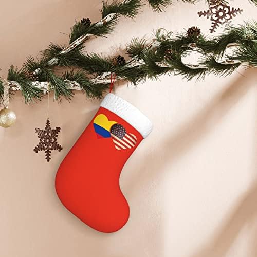 Cutedwarf Флаг Колумбия и Американски Флаг Коледен Отглеждане на Коледна Украса Класически 18 Инча(А) А) Камина, Окачен Чорап