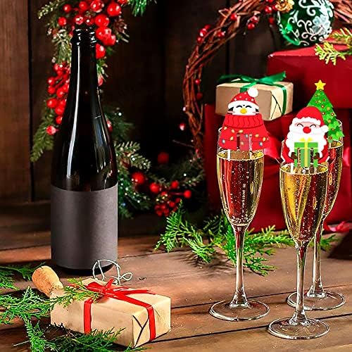 24 БР Коледна Капачка За Бутилка Вино, Коледна Чаша За Вино, Окачване, Подаръчни Пакети за Коледа Вино, Аксесоари