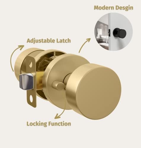Mega Handles Privacy I Златна врата копчето за антре, кабинет и баня с тоалетна на I Обратими сверхпрочный дизайн I Подходящ