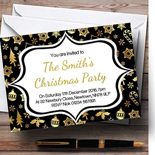 Пощенска картичка Zoo Black & Gold Classique С Персонализираните Покани за Коледа/Нова година / Празнично парти