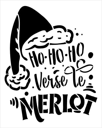 Хо-хо-хо Стих Le Мерло с трафаретом под формата на шапката на Дядо Коледа от StudioR12 - Изберете размер - Произведено