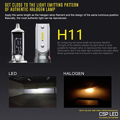 Комбинираната led лампи BEAMTECH H11/H8/H9 + H7, серия S1, изключително ярки, всичко в едно, за подмяна на халогенни