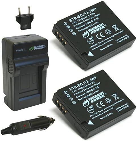 Батерия Wasabi Power (2 комплекта) и зарядно устройство за Panasonic DMW-BCJ13, DMW-BCJ13E, DMW-BCJ13PP и Panasonic Lumix DMC-LX5, DMC-LX7