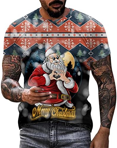 XXBR Мъжки тениски С Коледните принтом Дядо Коледа, Солдатские Блузи с къс ръкав, Забавни Коледни Графични Новинк...