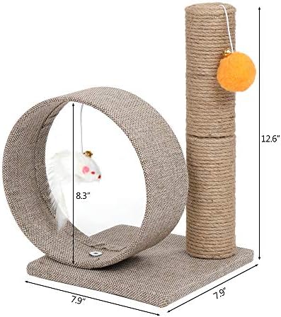 XYYSSM 13Малка Котешка Кула за Катерене и Дърво за Отдих с Ленено Кръгла Пръстен, Интерактивни играчки за Котки