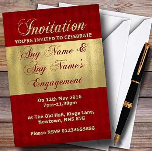 Персонални Покани на парти по повод Ангажименти в Червено-златен цвят с пайети