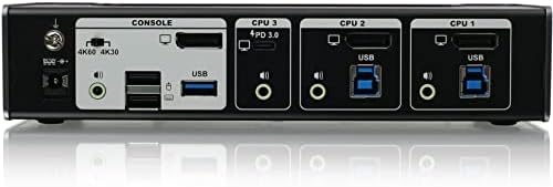 3-Портов KVMP комутатор IOGEAR 4K USB-C DisplayPort - Захранва от USB-C с мощност 45 W - 4K 60 Hz - Избор на предния
