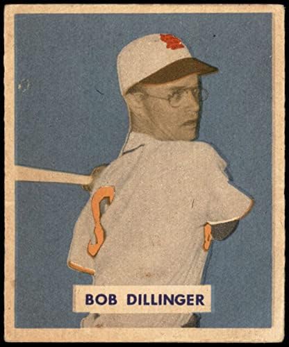 1949 Боуман 143 PRT Боб Дилинджър Сейнт Луис Кафяви (Бейзболна картичка) (отпечатването на името на заден ход) В.