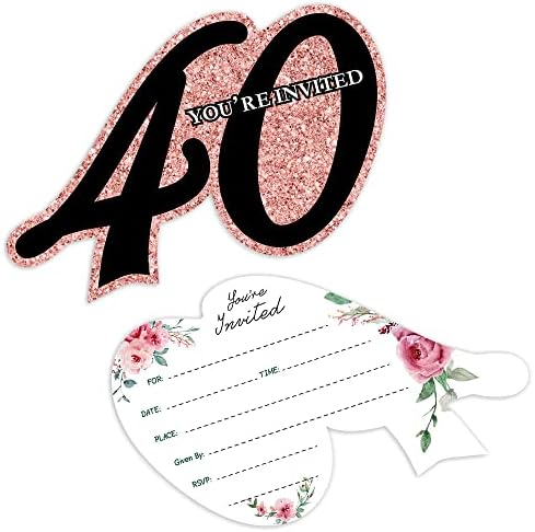 Cusrtyh 15 Листа Пригласительная картичка на парти в чест на 40-годишнината от 15 Конвертами, на парти в чест на 40-годишнината на честването на 40-годишнината си, Покани кар