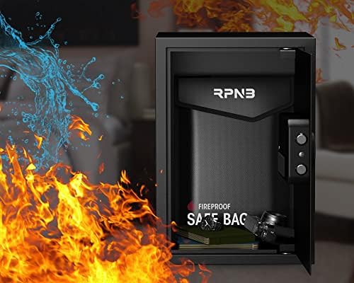 RPNB 1 от луксозен каса (1,5 кубически метра) с подвижен рафт и 1 от пожароустойчиви чанти за документи от фибростъкло, не причинява сърбеж, със силиконово покритие (15x11 и