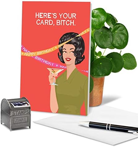 NobleWorks - 1 Забавна картичка честит рожден Ден - Саркастичен ретро хумор, канцеларски материали пощенски картички (на купувача се препоръчва да се внимава) - Ето вашата