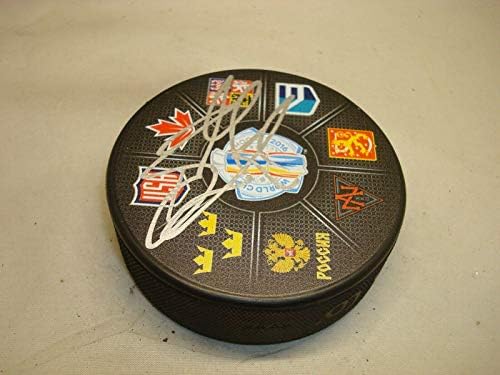 Райън Гетцлаф Подписа Хокей шайба на мондиал с Автограф 1A - за Миене на НХЛ с автограф