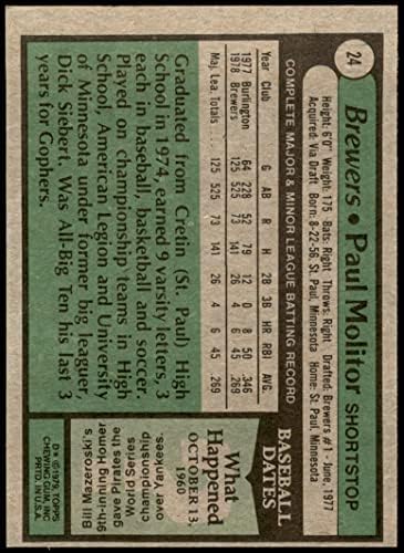 1979 Topps 24 Пол Молитор Милуоки Брюэрз (Бейзболна картичка) VG/БИВШ Брюэрз