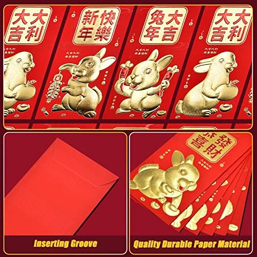 TOSAMZOO 36 бр. китайски червени пликове, пликове за пари, за късмет 2023 Китайската Нова Година плик за зайче