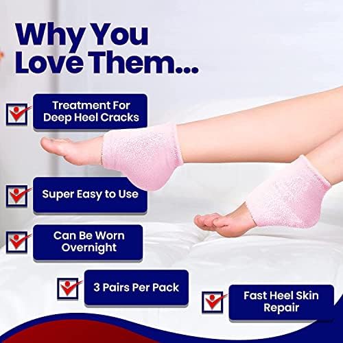 JDYYICZ Овлажняващи чорапи за пети 2 Двойки спа чорапи и без чорапи, с гелевой подплата за оздравяване и лечение