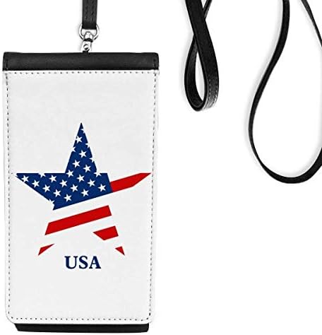 Америка Звезда Флаг САЩ Модел Телефон, Портфейл Портфейл Окачен Мобилен Калъф Черен Джоба