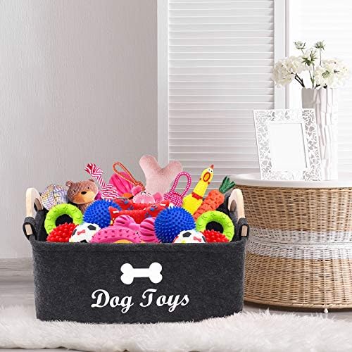 Кутии за съхранение на играчки за кучета Geyecete - с дървена дръжка, Сгъваема Кошница за складиране на стоки за