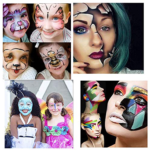 Комплект за рисуване на лицето за деца и възрастни, професионална черно-бяла боя за лице и тяло, 15 ярки цветове,