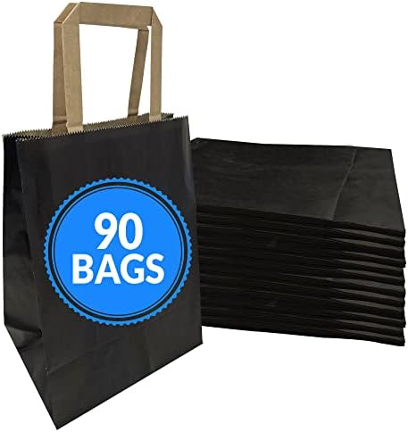 Reli. 90 от Опаковки | 8 х4.5x10.25 | Черни Хартиени торби с Дръжки | Малки Подаръци чанти | Торбички за пазаруване / Подаръци, Пазаруване, търговия на Дребно, Чанти за партита