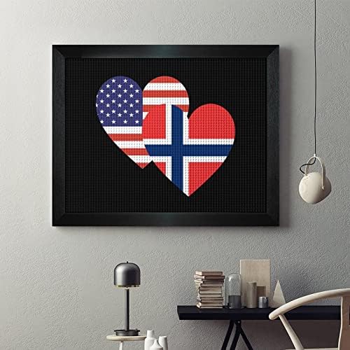 Норвегия Американското Сърцето Флаг Диамантена Живопис Комплекти Фоторамка 5D направи си САМ Пълна Тренировка Планински Кристал Изкуство Стенен Декор за Възрастн