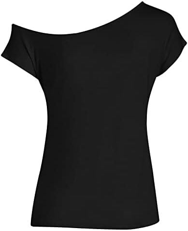 NOKMOPO/ Дамски Тениски С Къс ръкав, Лятна Ежедневни Модни Однотонная Секси Свободна Тениска с наклонен деколте и открити рамене