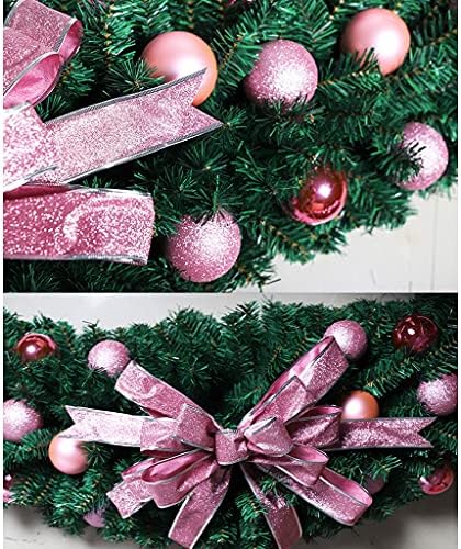 Коледна Гирлянда ЛИЧУАНЬ Коледни Венци, с Дръжки с розови Венци/Златни топки и Лък за вътрешно и Външно Коледната украса на