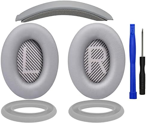 Амбушюры SOULWIT, Възглавници + Превръзка на главата + Силиконова Подплата за слушалки, Комплект за подмяна за Режийни слушалки Bose QuietComfort 35 QC35, QC35 ii - Сребърен