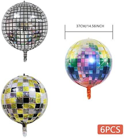 Балони с диско-топки Ckuakiwu, 6 бр., Диско-Топка от Алуминиево Фолио с диаметър 22 инча, Сребърна Цветна Огледално
