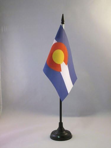 AZ FLAG Тенис на Флаг на щата Колорадо 4 x 6 - Тенис на флаг на щата Колорадо в САЩ 15 x 10 см - Черна Пластмасова пръчка