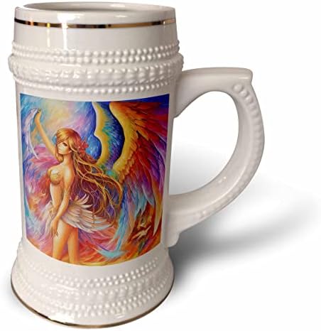3. Красива жена - ангел със златни коси и разноцветни крила. - чаша за стейна на 22 унция (stn-375972-1)