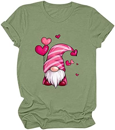 Ризи за Свети Валентин, Женска Тениска с Надпис Love Heart Gnome Графична Тениска, Подарък За Свети Валентин е Забавна Тениска
