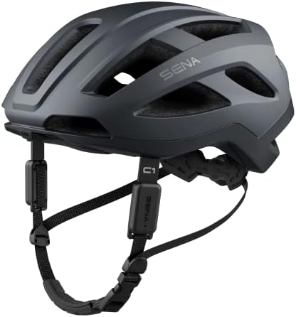 Умен велосипеден шлем Sena C1 с Bluetooth-интеркомом и възможност за свързване към смартфон за слушане на музика,