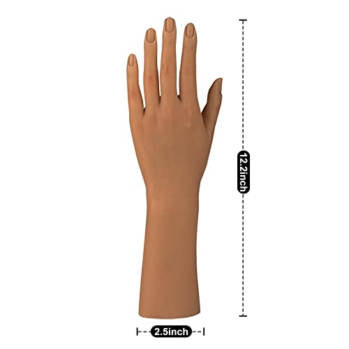 Силиконовата Лявата Ръка, за да Практикуват Маникюр, Тренировки дизайн на Гъвкави ноктите на Едната Ръка (Светло кафяво, половината