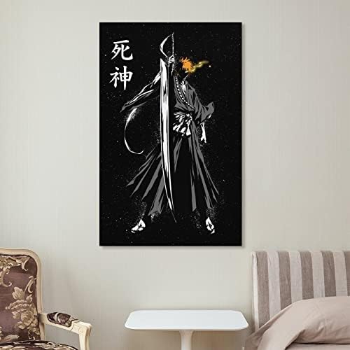 Като ПОДХОДЯЩИ Японски Плакати с аниме Ичиго Куросаки, Щампи върху платно, Украса за декор на Стаята, Плакати, Без рамка 12x18 инча (30x45 см)