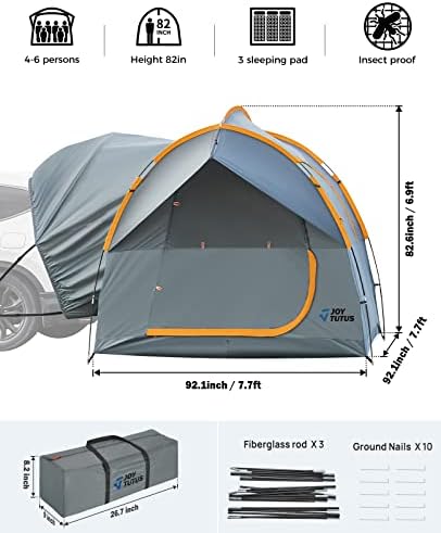 Палатка JOYTUTUS SUV за къмпинг, Дизайн с двойни врати, Водоустойчиви Двуслойни PU2000mm за 6-8 души, Предпочитан