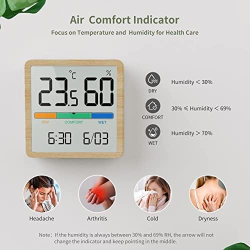 HNKDD LCD дисплей на Цифров Часовник влага Стаен Термометър, Влагомер за домашния офис, Тенис на измерване на температурата