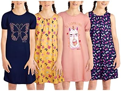 Пижами за момичета с лимитирана серия - 4 опаковки, ризата, за да спи с къс ръкав и нощница без ръкави (За много момичета)