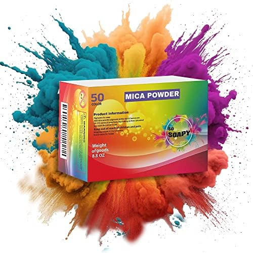 So Soapy Слюдяной прах за сапун, Определени за извършване на 50 Ярки цветове 5 г, Пакетчета с Пигменти за естествен