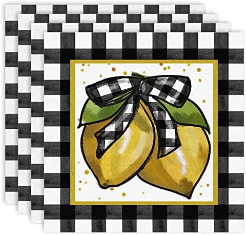 AnyDesign, 100 Опаковки Лимонови Кърпички за Еднократна употреба Хартиени Декоративни Салфетки, Наметала от Бъфало, Лимонена Десерт Салфетка за хранене, Кърпа за ръце за