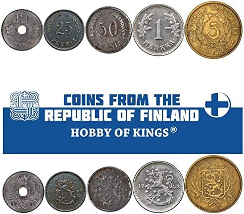 6 Монети от Финландия | Колекция финландски монети 1 5 10 20 50 1 Стотинка Марка | В обращение 1963-1969