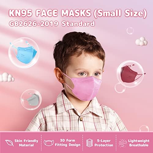 Детски маска HALIDODO Kids KN95, 30 опаковки, 5-слойни маска KN95 за деца, ефективността на филтрация ≥95%, Защитни