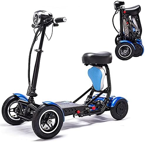 Сгъваеми 4-Колесни скутери 250 W, лек електрически скутер за по-възрастните хора/инвалиди/Възрастни, Преносим Пътен скутер