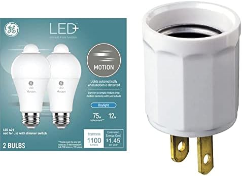 GE LED + Led крушки с датчик за движение + Комплект переходников за лампи (3 опаковки)