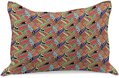 Калъфка за възглавница от Вязаного одеяла Ambesonne Toucan, Тропически Птици, Седящи в Клоните на дърветата