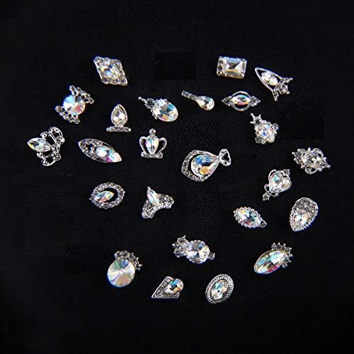 48 бр. Кристали за нокти Crystal AB, Диаманти за нокти Стъклени Метални Скъпоценни Камъни Jewels Стоунс за 3D Декорация