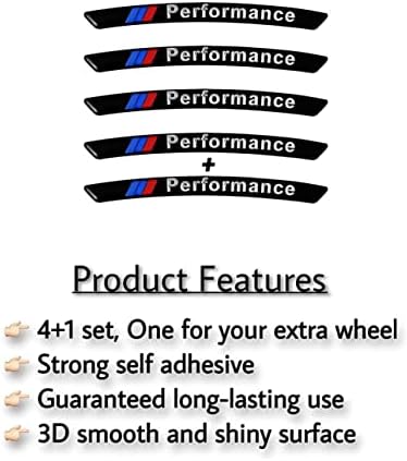QC 4 + 1 БР. Черен Стикер на Ступицу колела Емблема M Performance за BMW Декоративна Стикер На Външния Вид на Автомобила Логото на Иконата Аксесоари От Алуминиева Сплав (черен)