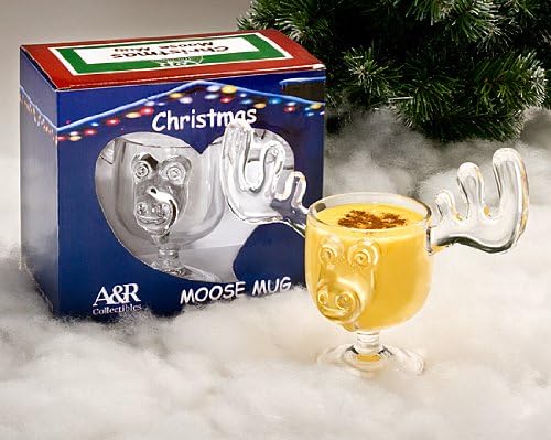 Коледни чаши Eggnog Moose - Подаръчен комплект от 2 теми - Акрил и по-Безопасно стъкло 8 унция.